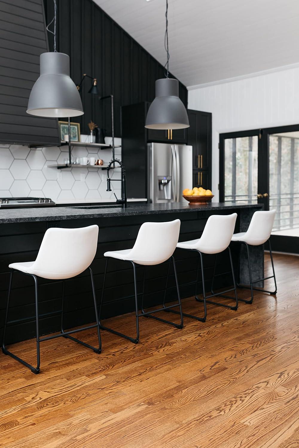 imageSignature Design by Ashley Centiar 24quot Counter Height Modern Bucket Barstool 2 Count BrownWhite