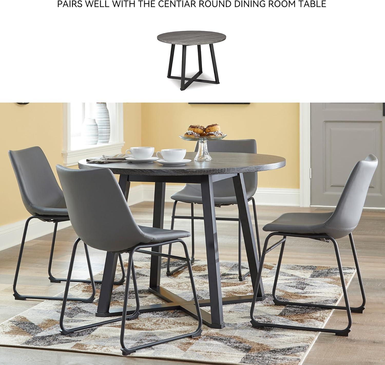 imageSignature Design by Ashley Centiar Urban Industrial 19quot Faux Leather Bucket Dining Chair 2 Count GrayGrey