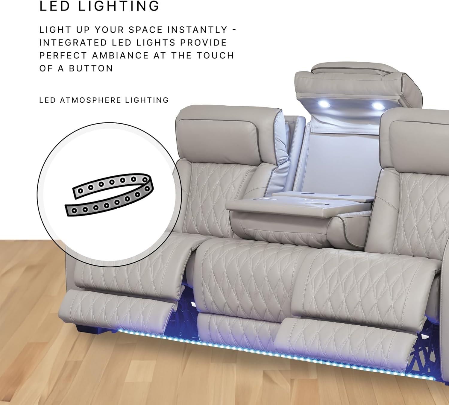 imageSignature Design by Ashley Chalanna Modern Lacquered 2Door Dining Server with Adjustable Shelves 2 FeltLined Drawers and LED Lighting White