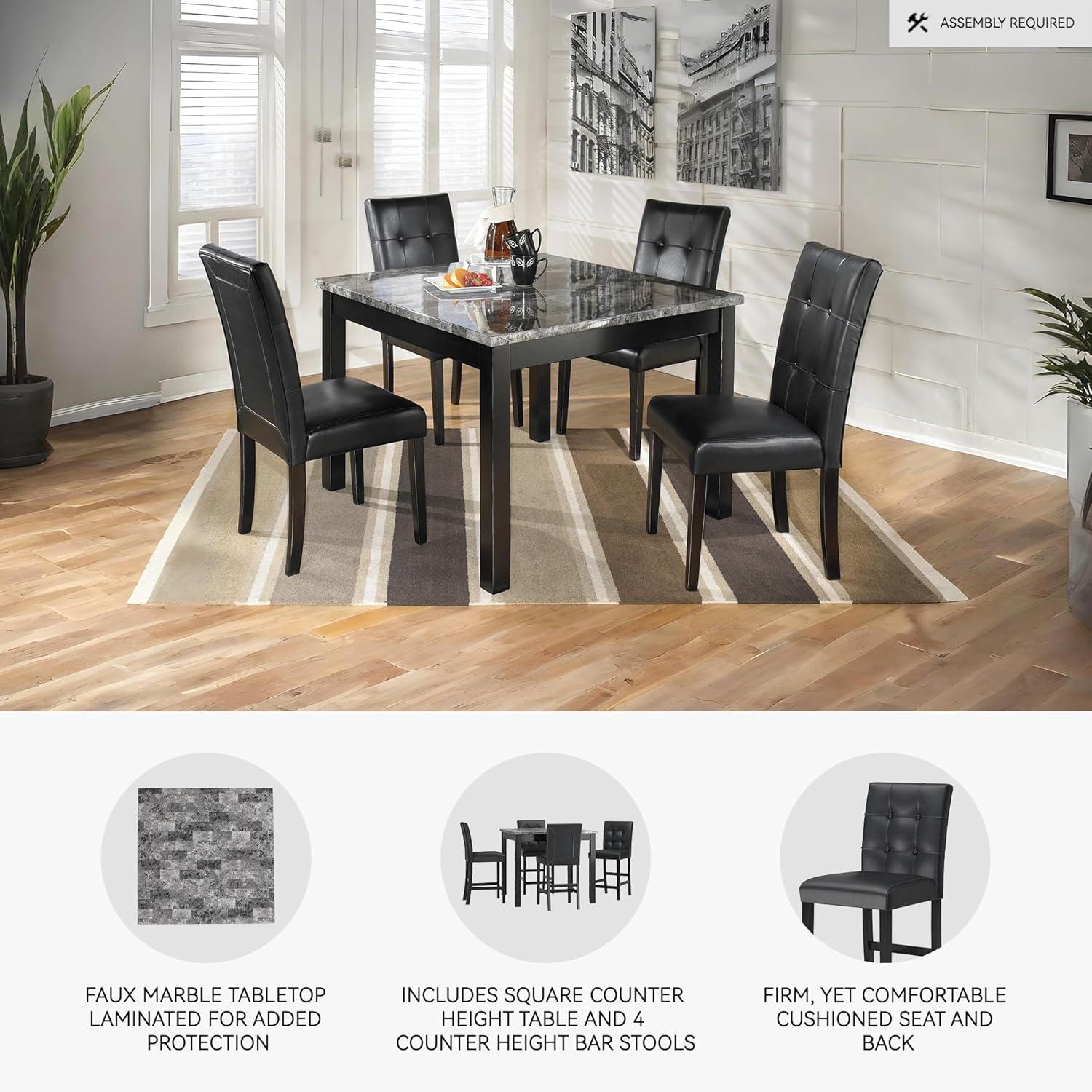 imageSignature Design by Ashley Coviar 5 Piece Counter Height Dining Set Includes Table ampamp 4 Barstools BrownBlackGray
