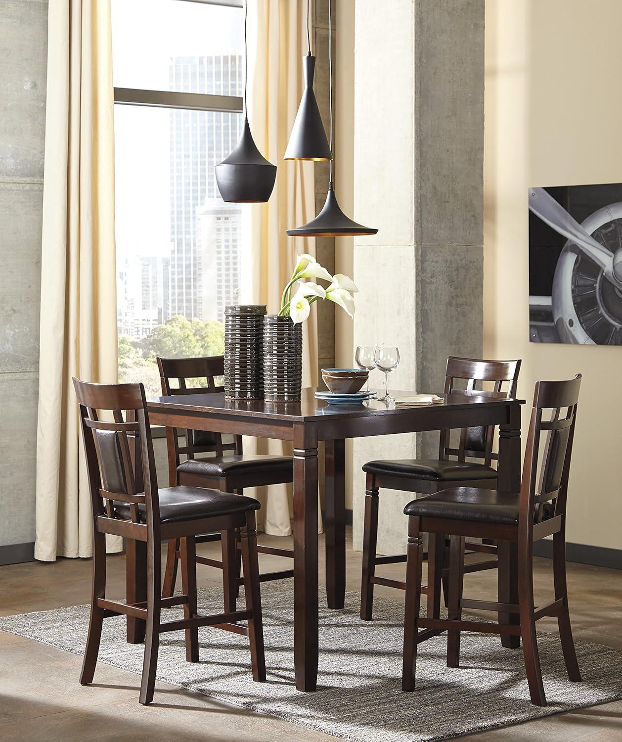 imageSignature Design by Ashley Coviar 5 Piece Counter Height Dining Set Includes Table ampamp 4 Barstools BrownBrown