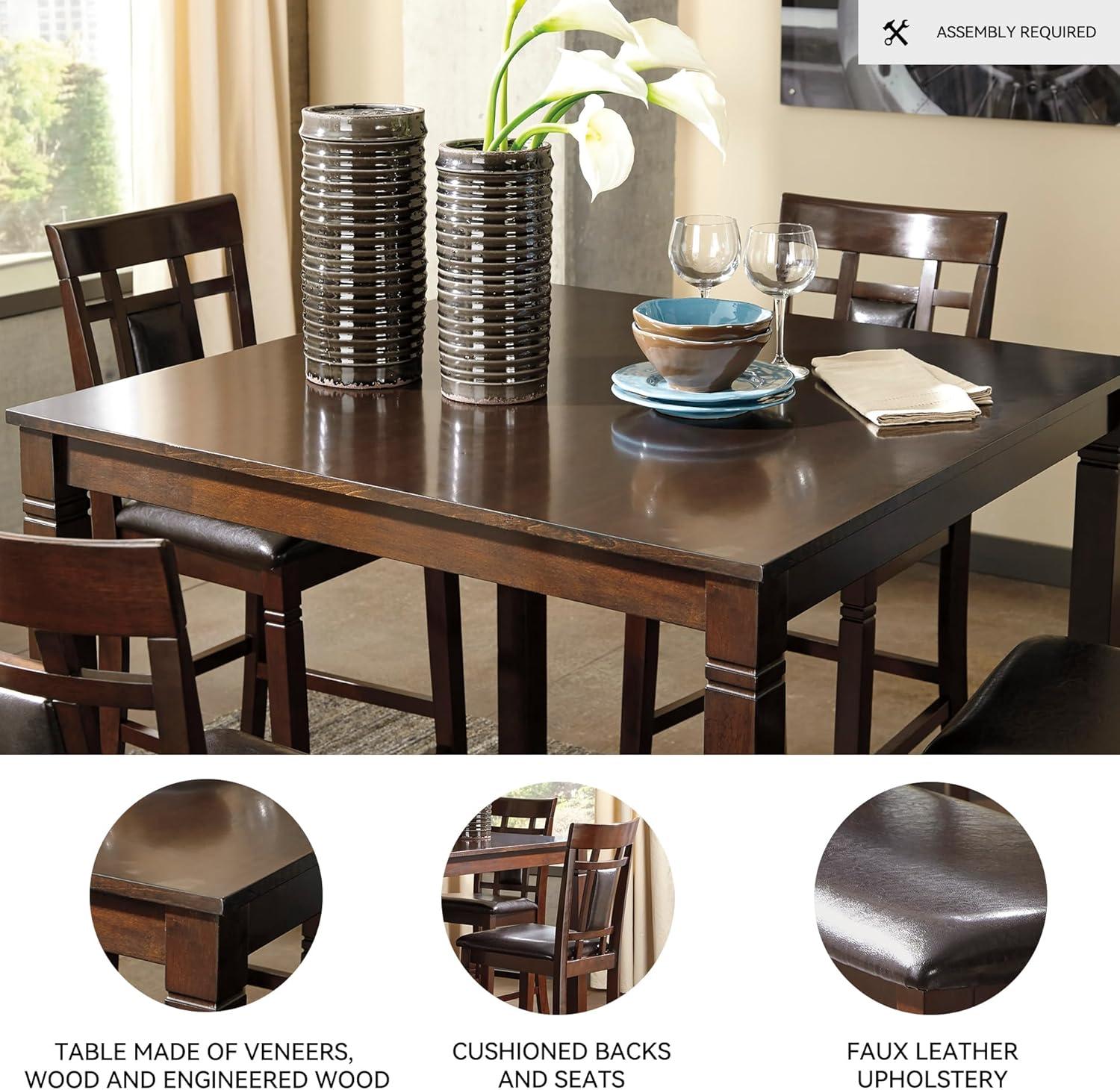 imageSignature Design by Ashley Coviar 5 Piece Counter Height Dining Set Includes Table ampamp 4 Barstools BrownBrown