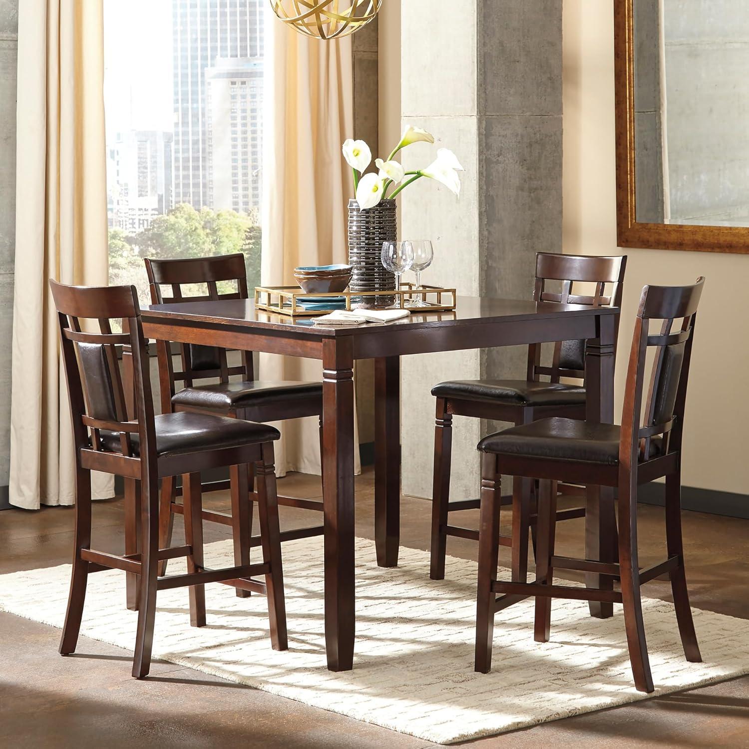imageSignature Design by Ashley Coviar 5 Piece Counter Height Dining Set Includes Table ampamp 4 Barstools BrownBrown