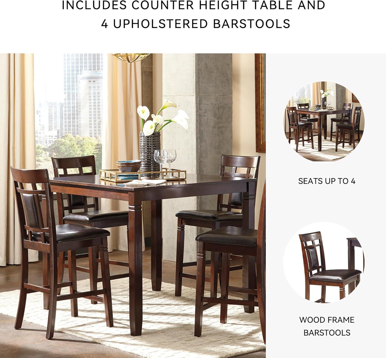 imageSignature Design by Ashley Coviar 5 Piece Counter Height Dining Set Includes Table ampamp 4 Barstools BrownBrown
