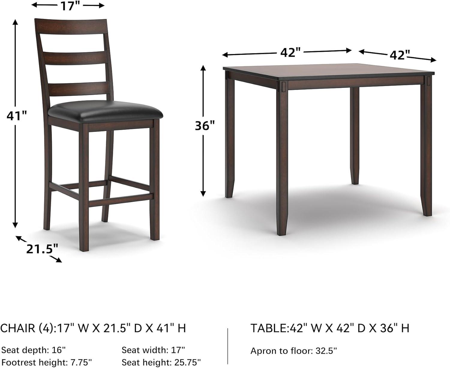 imageSignature Design by Ashley Coviar 5 Piece Counter Height Dining Set Includes Table ampamp 4 Barstools BrownDark Brown