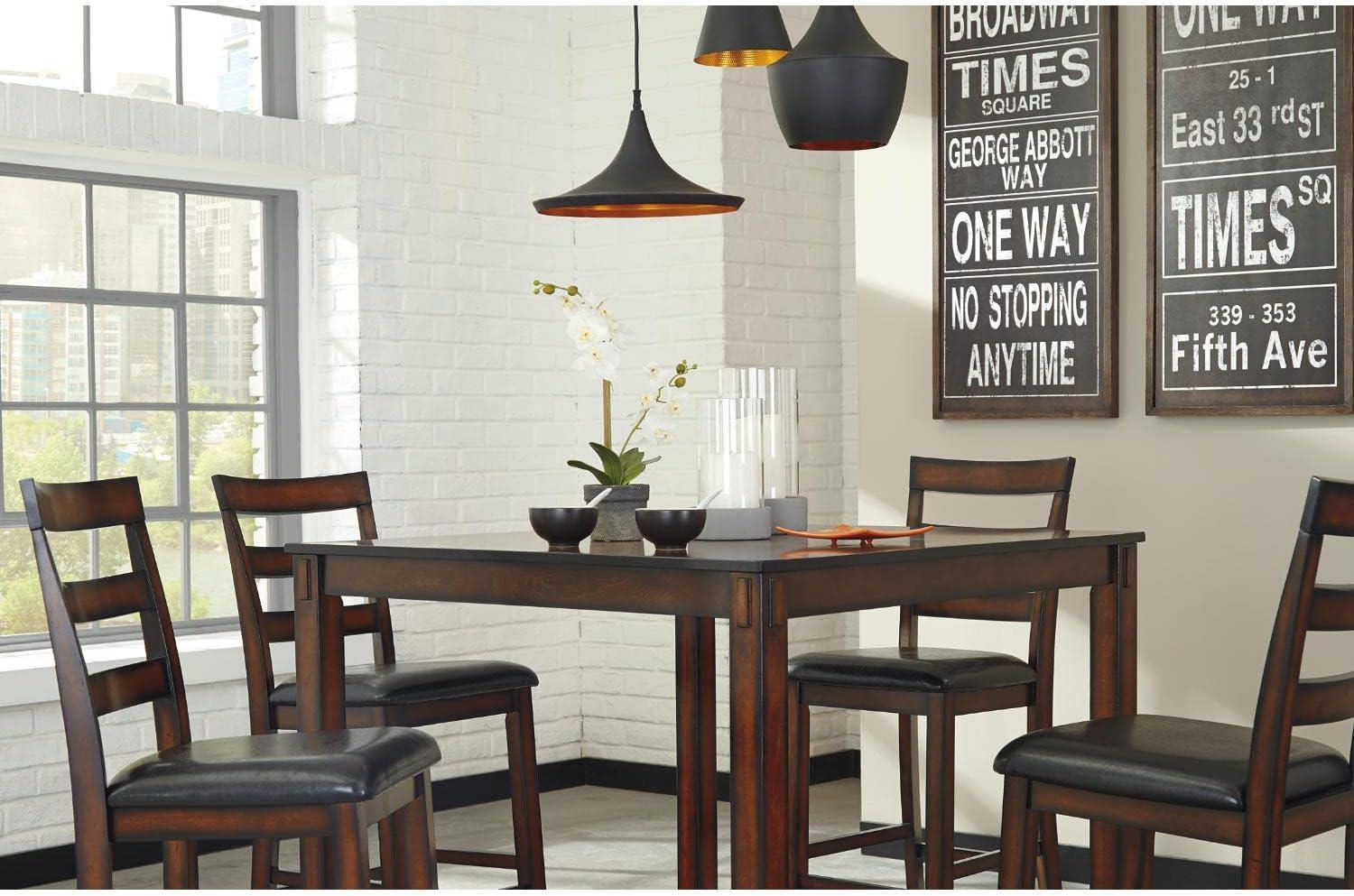 imageSignature Design by Ashley Coviar 5 Piece Counter Height Dining Set Includes Table ampamp 4 Barstools BrownDark Brown