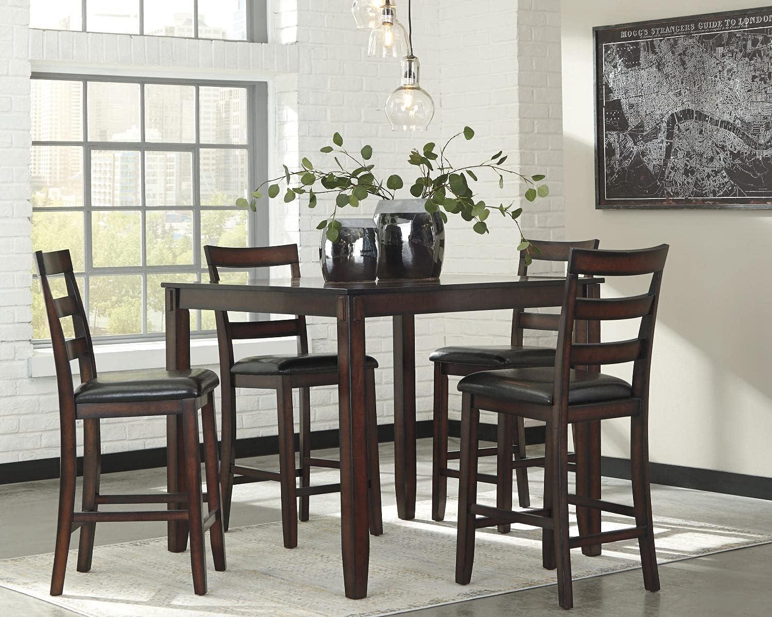 imageSignature Design by Ashley Coviar 5 Piece Counter Height Dining Set Includes Table ampamp 4 Barstools BrownDark Brown
