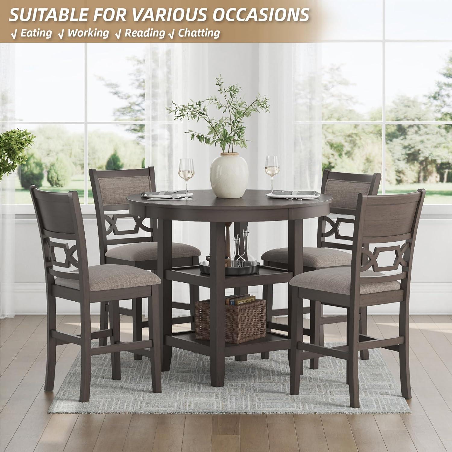 imageSignature Design by Ashley Coviar 5 Piece Counter Height Dining Set Includes Table ampamp 4 Barstools BrownGrey