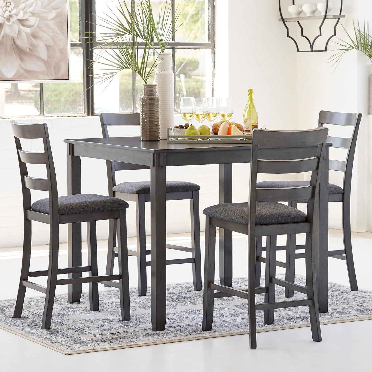imageSignature Design by Ashley Coviar 5 Piece Counter Height Dining Set Includes Table ampamp 4 Barstools BrownGrey