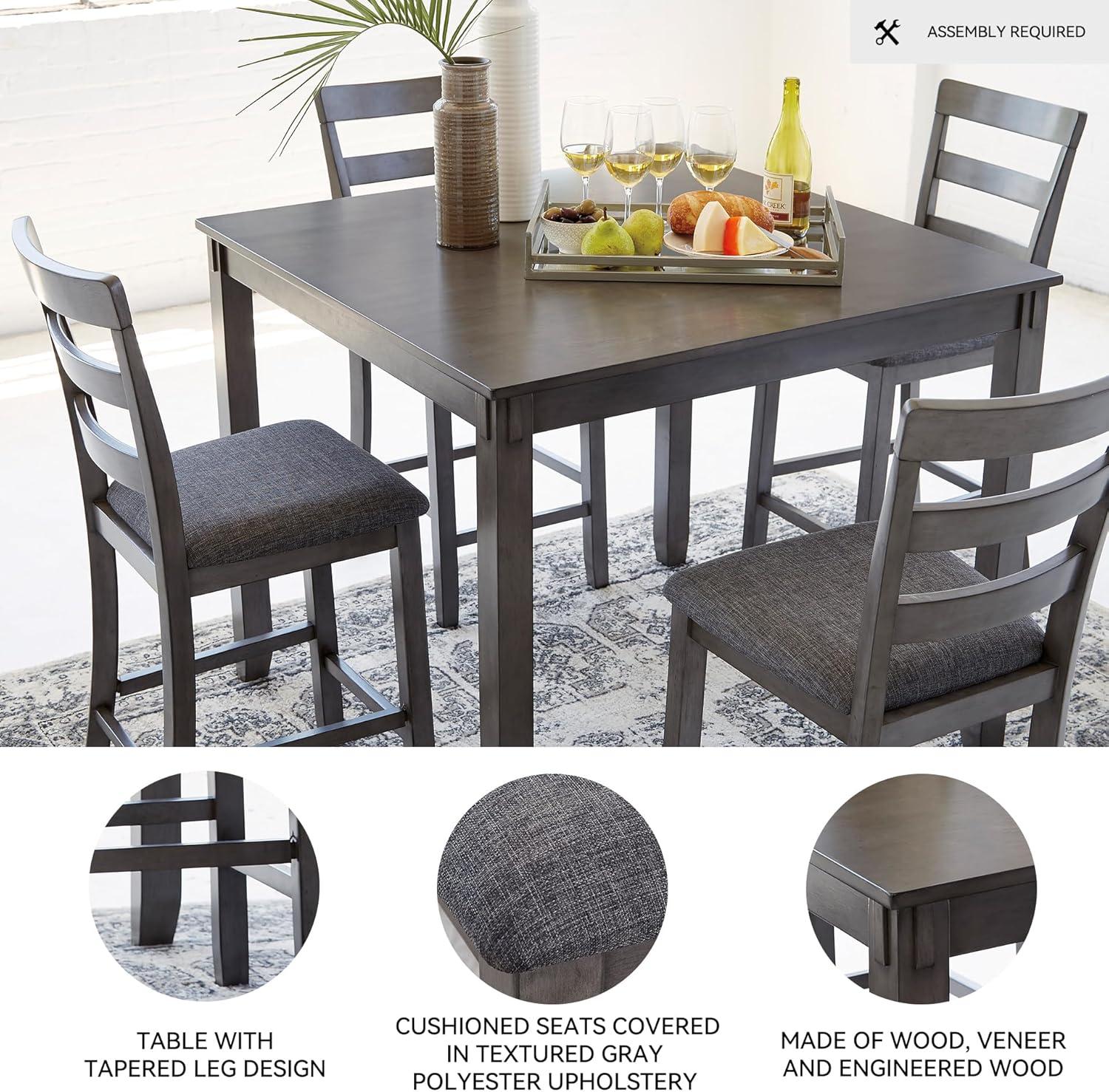 imageSignature Design by Ashley Coviar 5 Piece Counter Height Dining Set Includes Table ampamp 4 Barstools BrownGrey