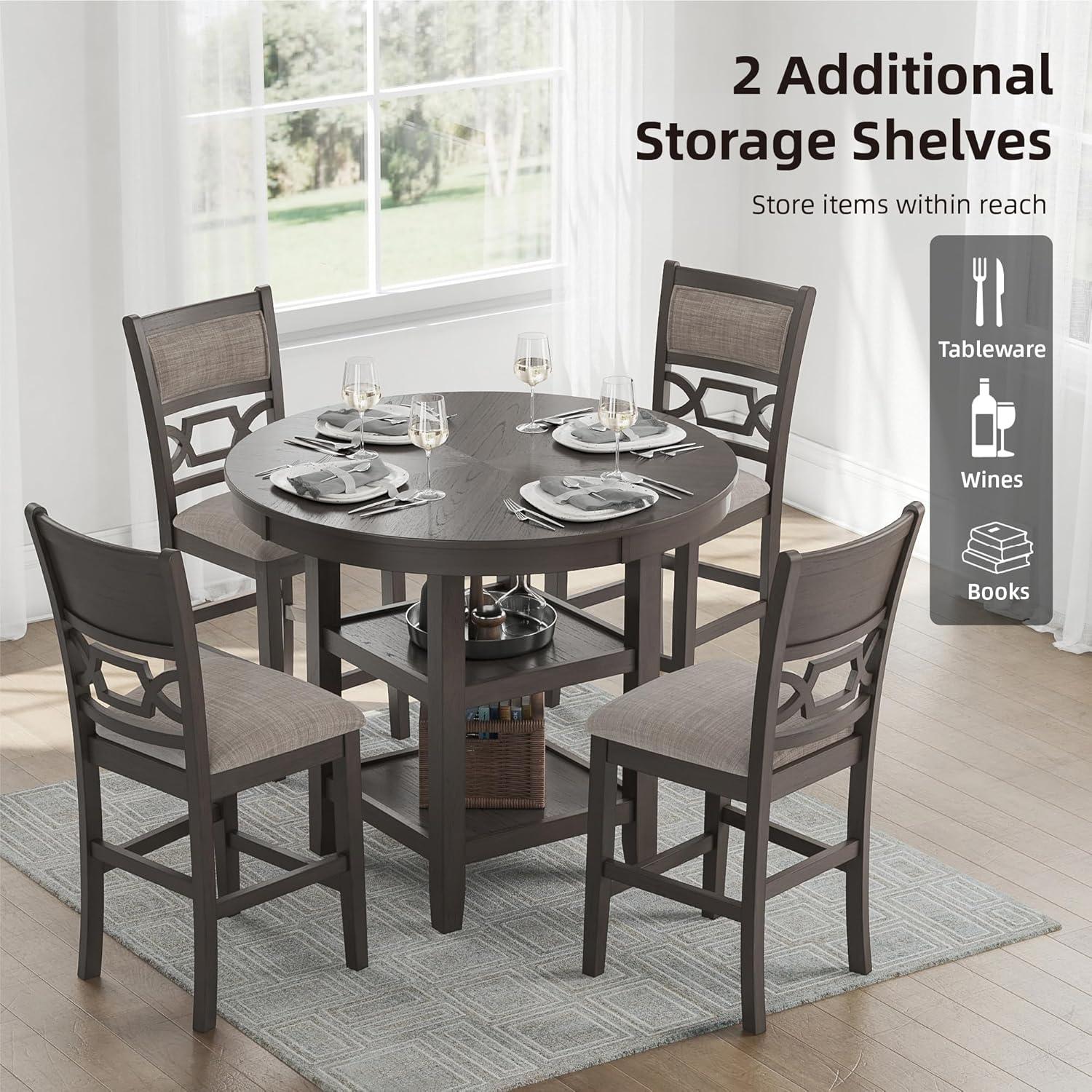 imageSignature Design by Ashley Coviar 5 Piece Counter Height Dining Set Includes Table ampamp 4 Barstools BrownGrey