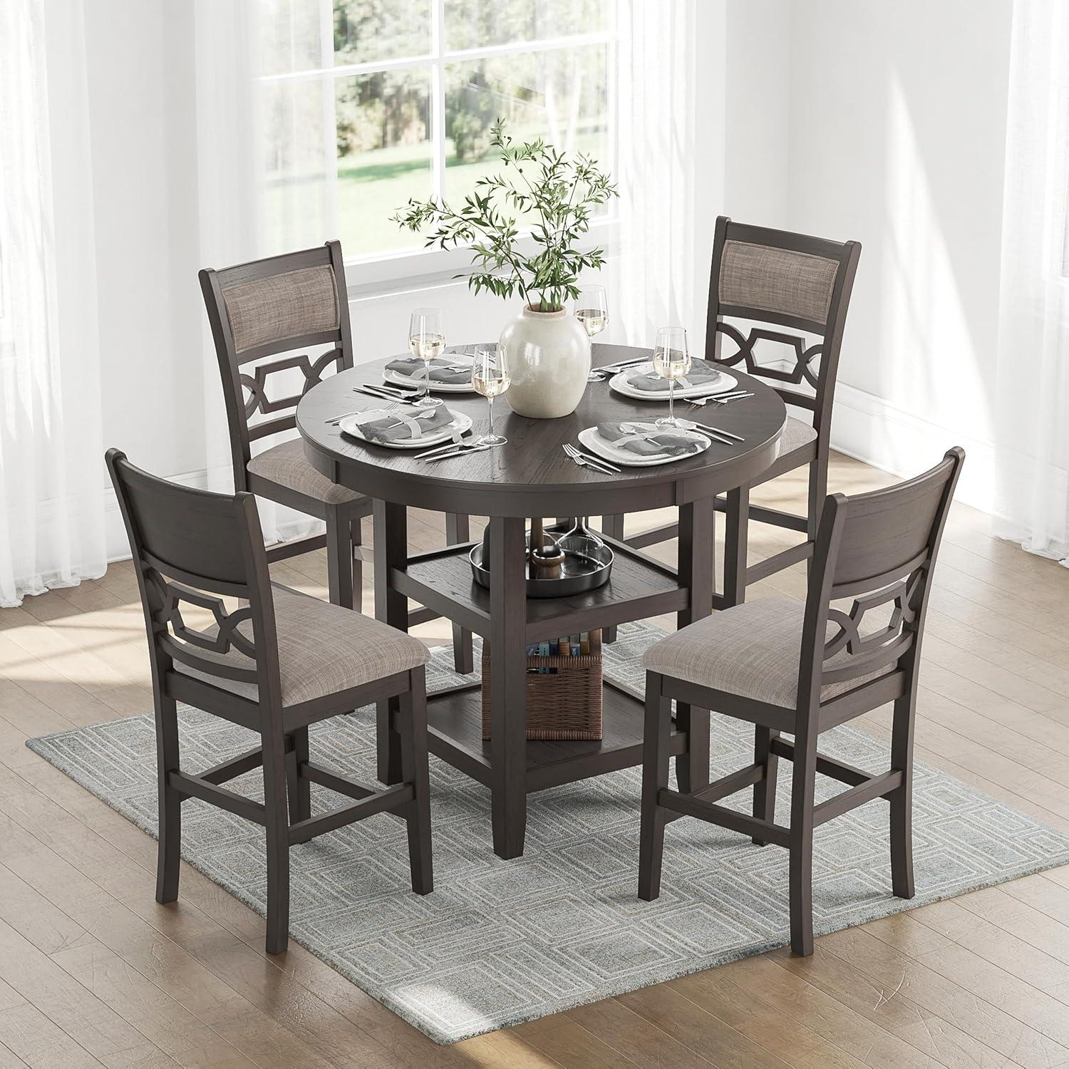 imageSignature Design by Ashley Coviar 5 Piece Counter Height Dining Set Includes Table ampamp 4 Barstools BrownGrey