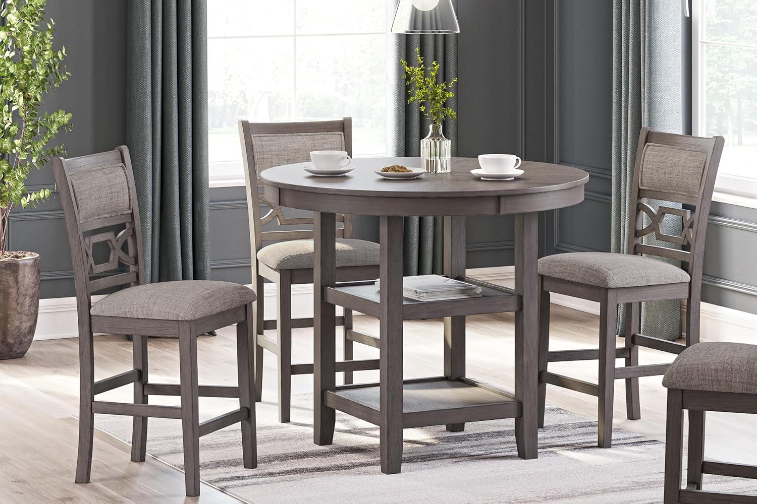 imageSignature Design by Ashley Coviar 5 Piece Counter Height Dining Set Includes Table ampamp 4 Barstools BrownGrey