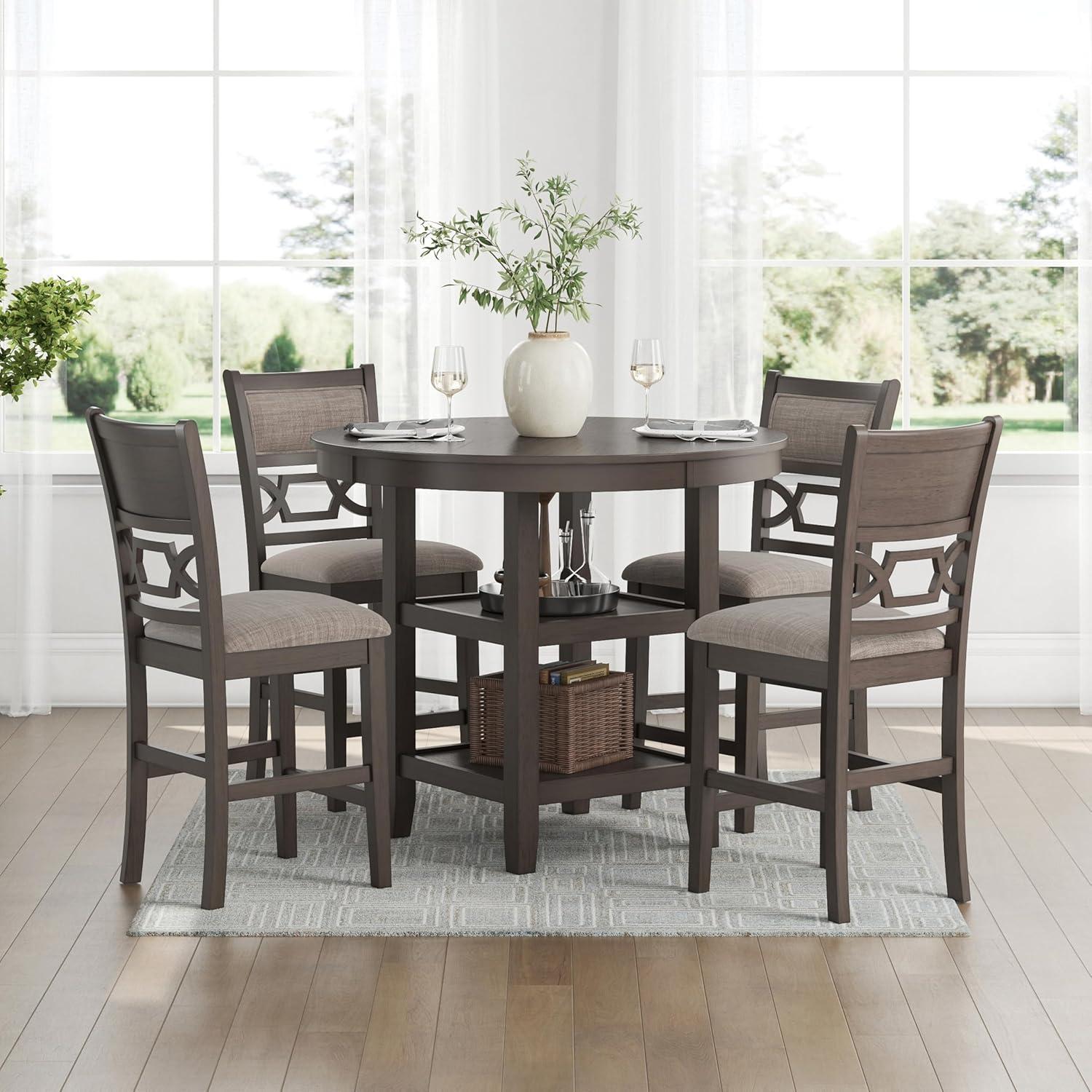 imageSignature Design by Ashley Coviar 5 Piece Counter Height Dining Set Includes Table ampamp 4 Barstools BrownGrey