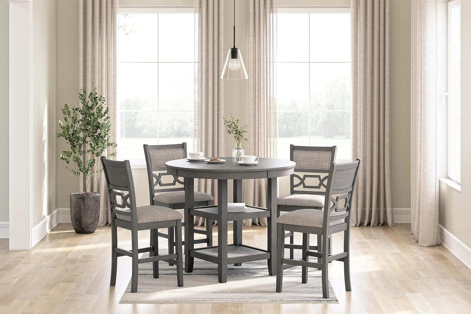 imageSignature Design by Ashley Coviar 5 Piece Counter Height Dining Set Includes Table ampamp 4 Barstools BrownGrey