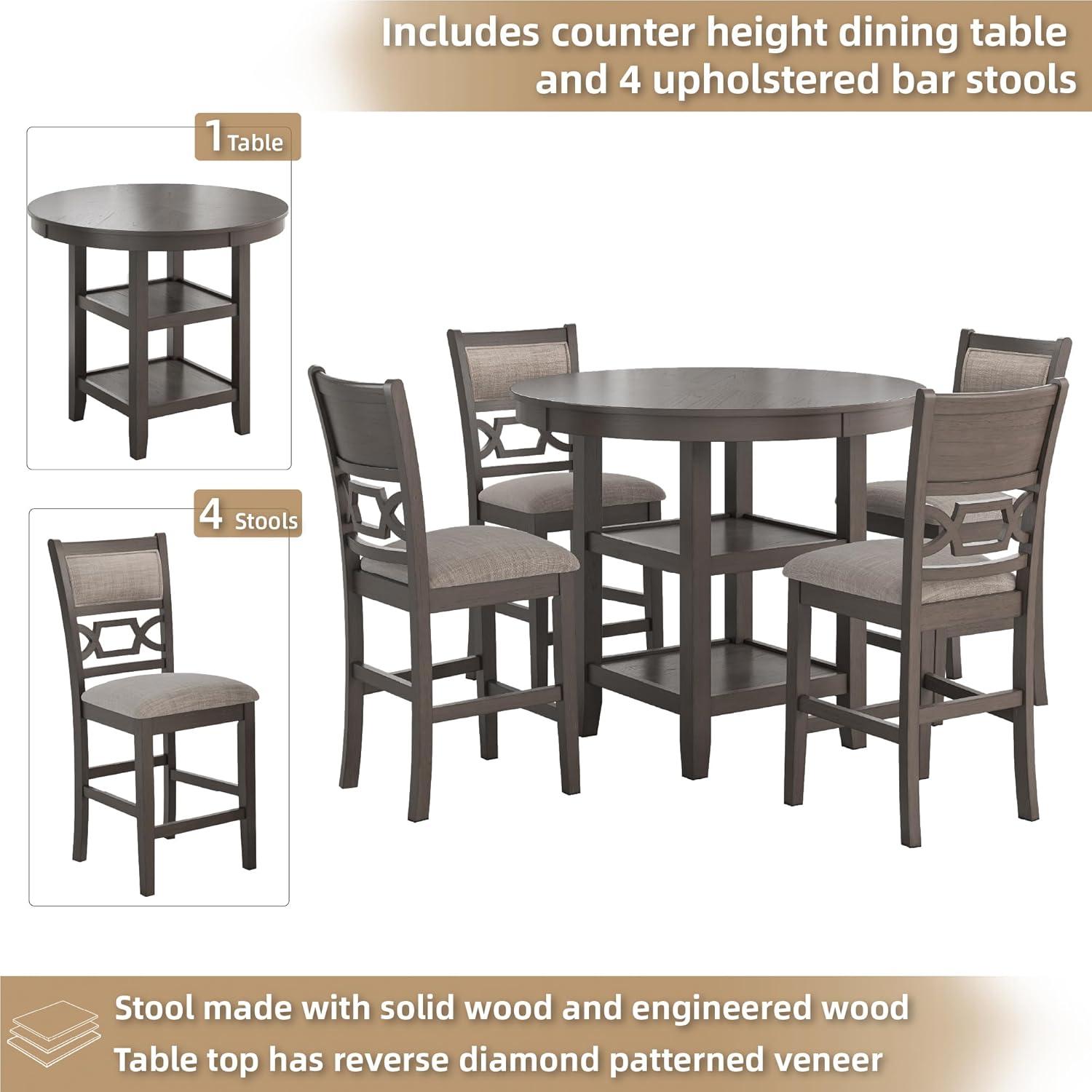 imageSignature Design by Ashley Coviar 5 Piece Counter Height Dining Set Includes Table ampamp 4 Barstools BrownGrey