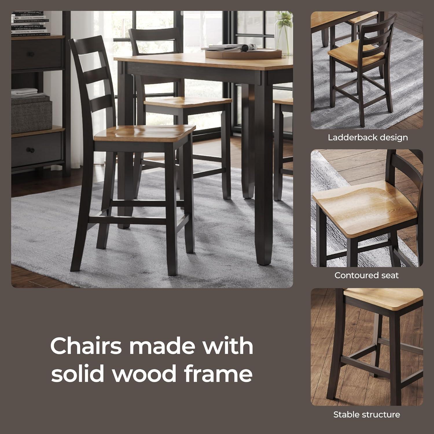 imageSignature Design by Ashley Coviar 5 Piece Counter Height Dining Set Includes Table ampamp 4 Barstools BrownLight Brown Dark Brown