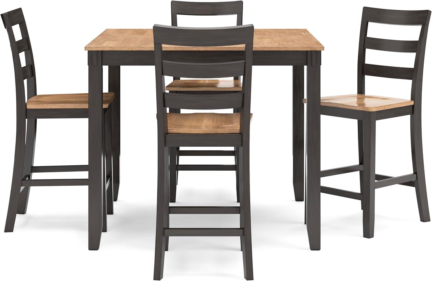 imageSignature Design by Ashley Coviar 5 Piece Counter Height Dining Set Includes Table ampamp 4 Barstools BrownLight Brown Dark Brown