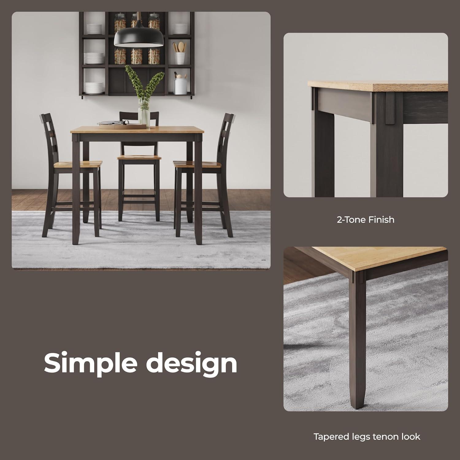 imageSignature Design by Ashley Coviar 5 Piece Counter Height Dining Set Includes Table ampamp 4 Barstools BrownLight Brown Dark Brown