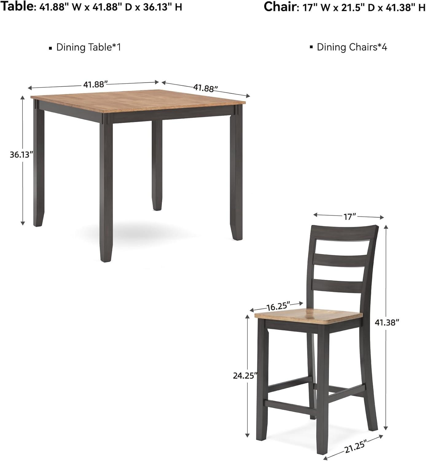 imageSignature Design by Ashley Coviar 5 Piece Counter Height Dining Set Includes Table ampamp 4 Barstools BrownLight Brown Dark Brown