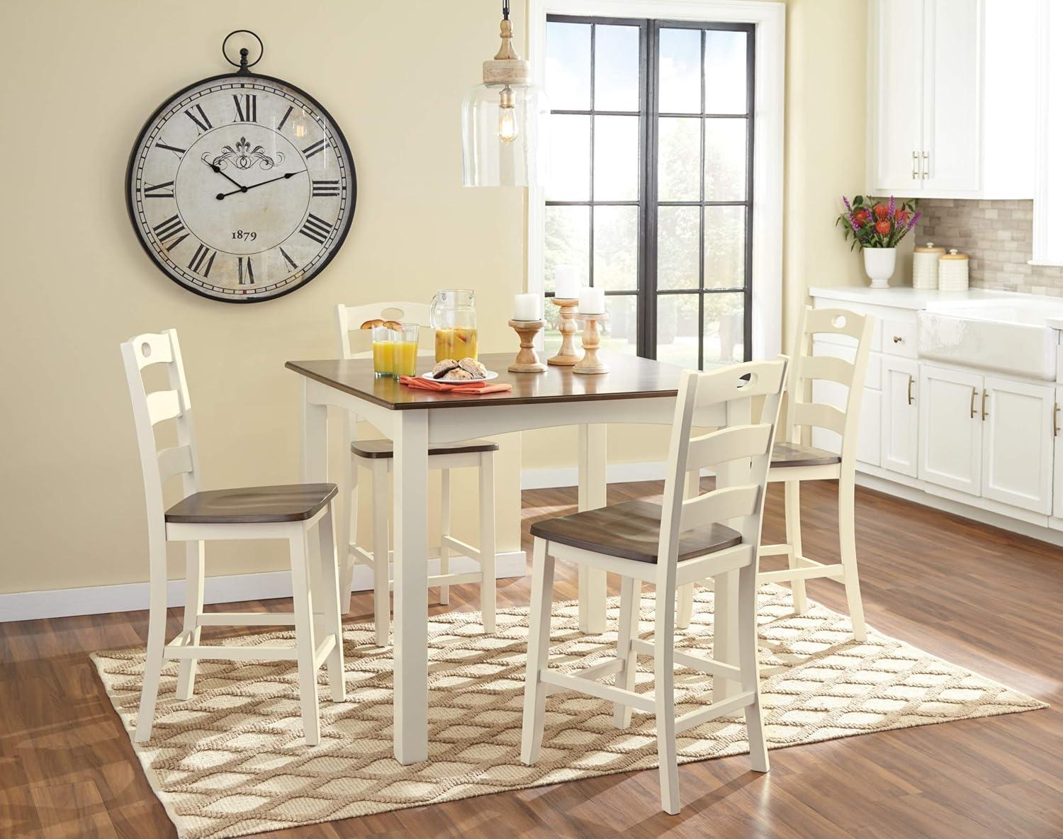imageSignature Design by Ashley Coviar 5 Piece Counter Height Dining Set Includes Table ampamp 4 Barstools BrownWhite