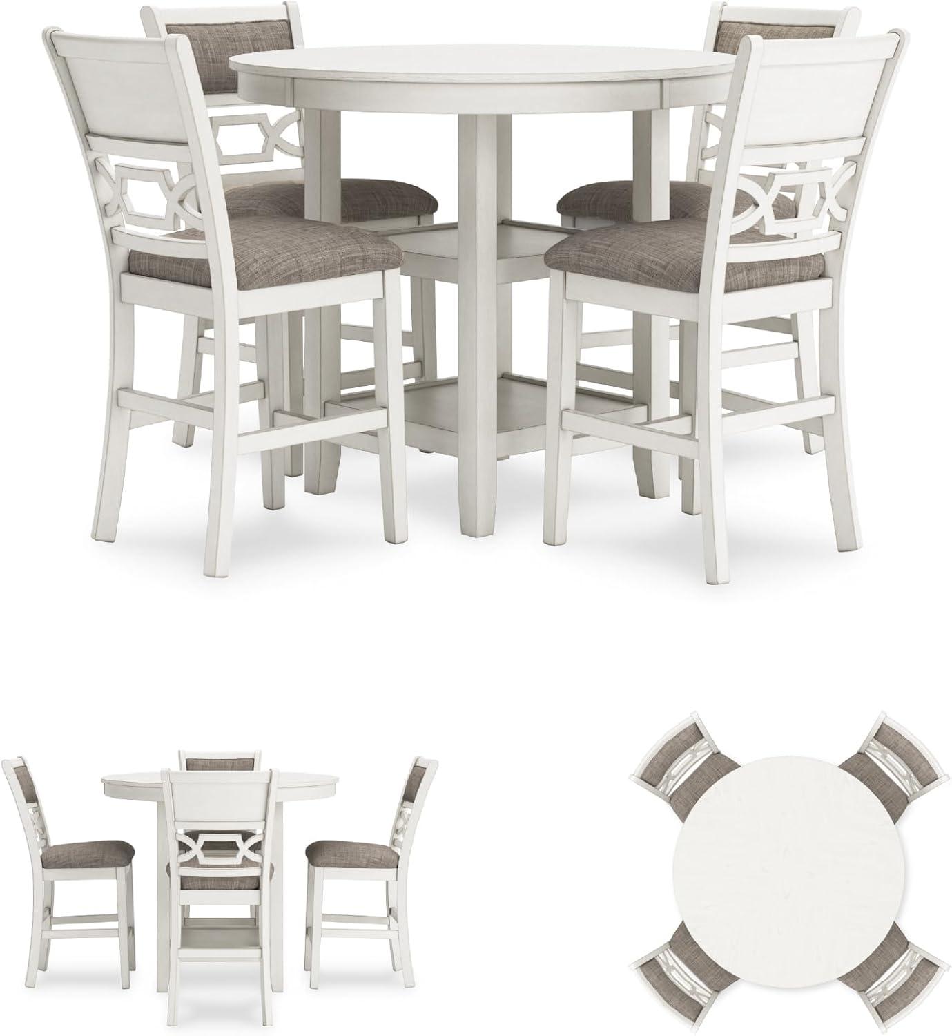 imageSignature Design by Ashley Coviar 5 Piece Counter Height Dining Set Includes Table ampamp 4 Barstools BrownWhite
