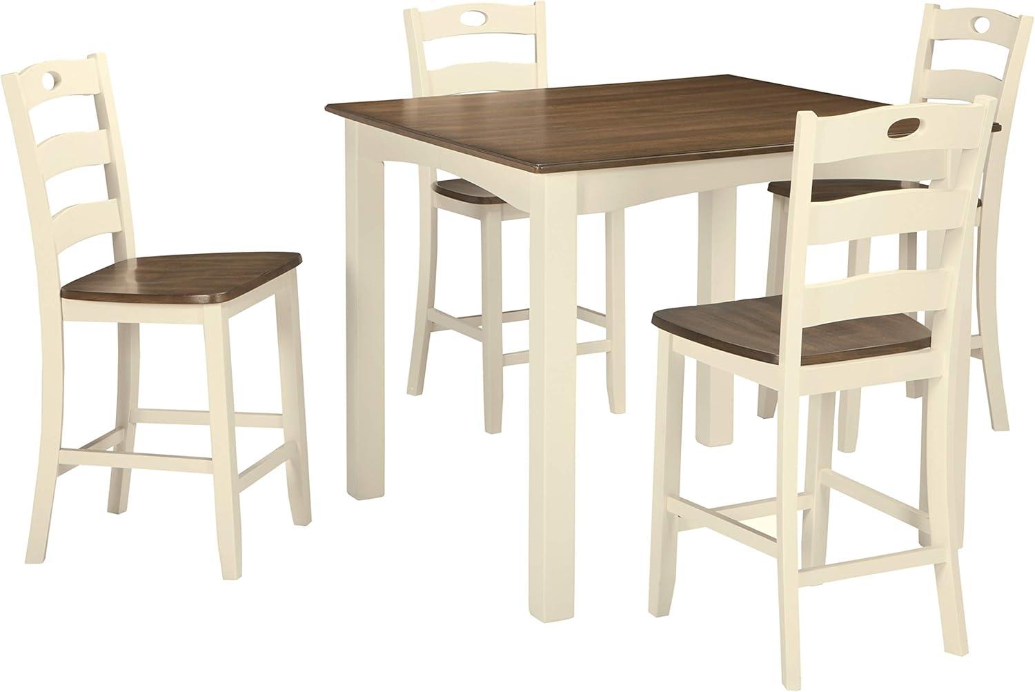 imageSignature Design by Ashley Coviar 5 Piece Counter Height Dining Set Includes Table ampamp 4 Barstools BrownWhite