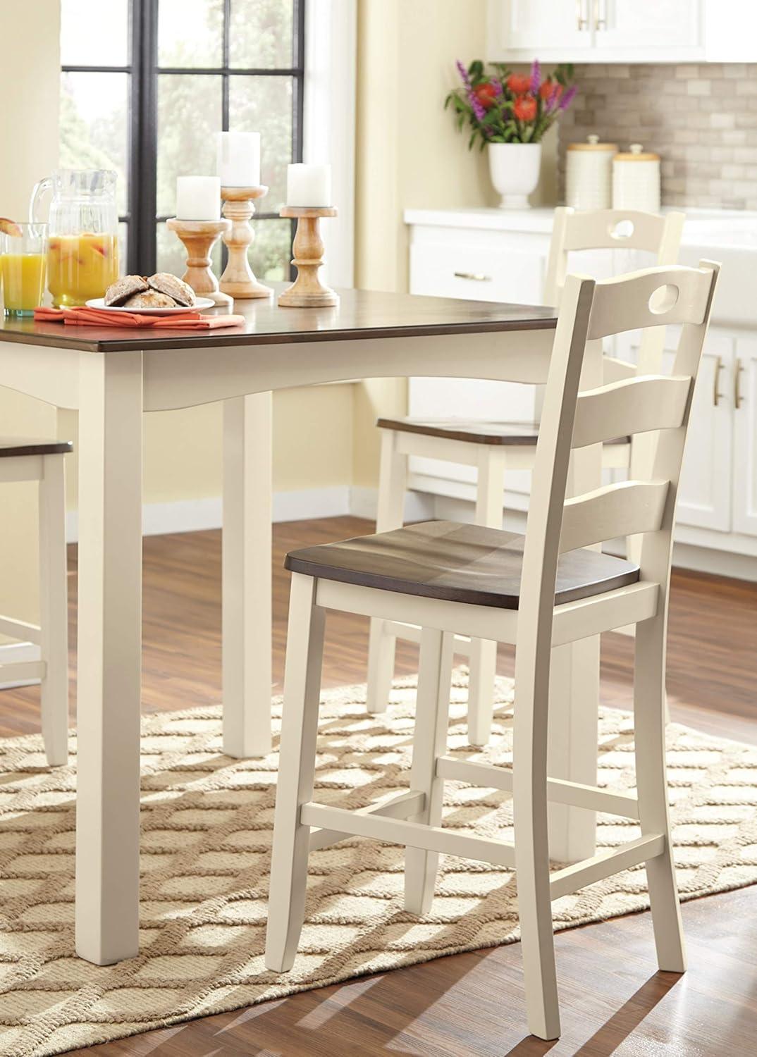 imageSignature Design by Ashley Coviar 5 Piece Counter Height Dining Set Includes Table ampamp 4 Barstools BrownWhite