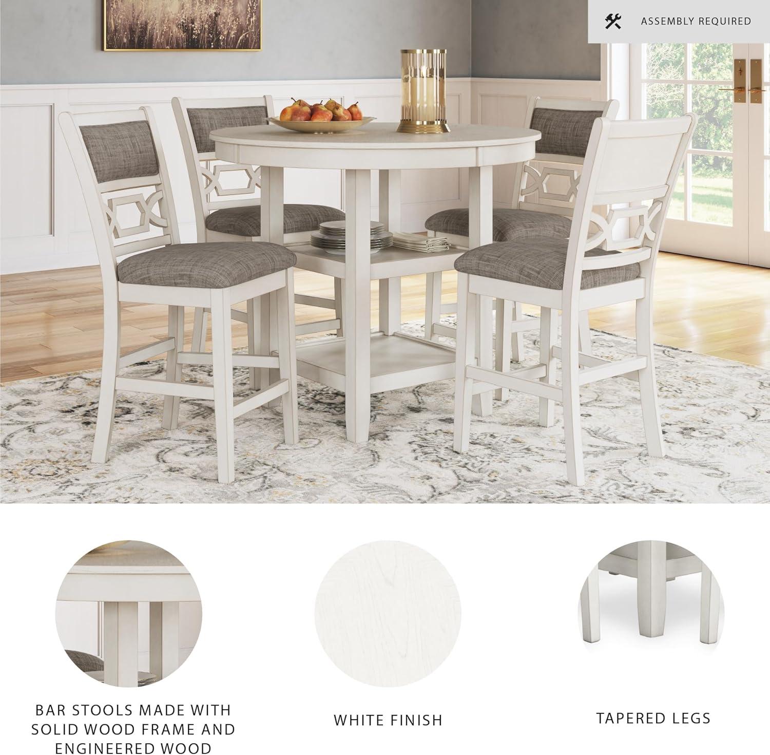 imageSignature Design by Ashley Coviar 5 Piece Counter Height Dining Set Includes Table ampamp 4 Barstools BrownWhite