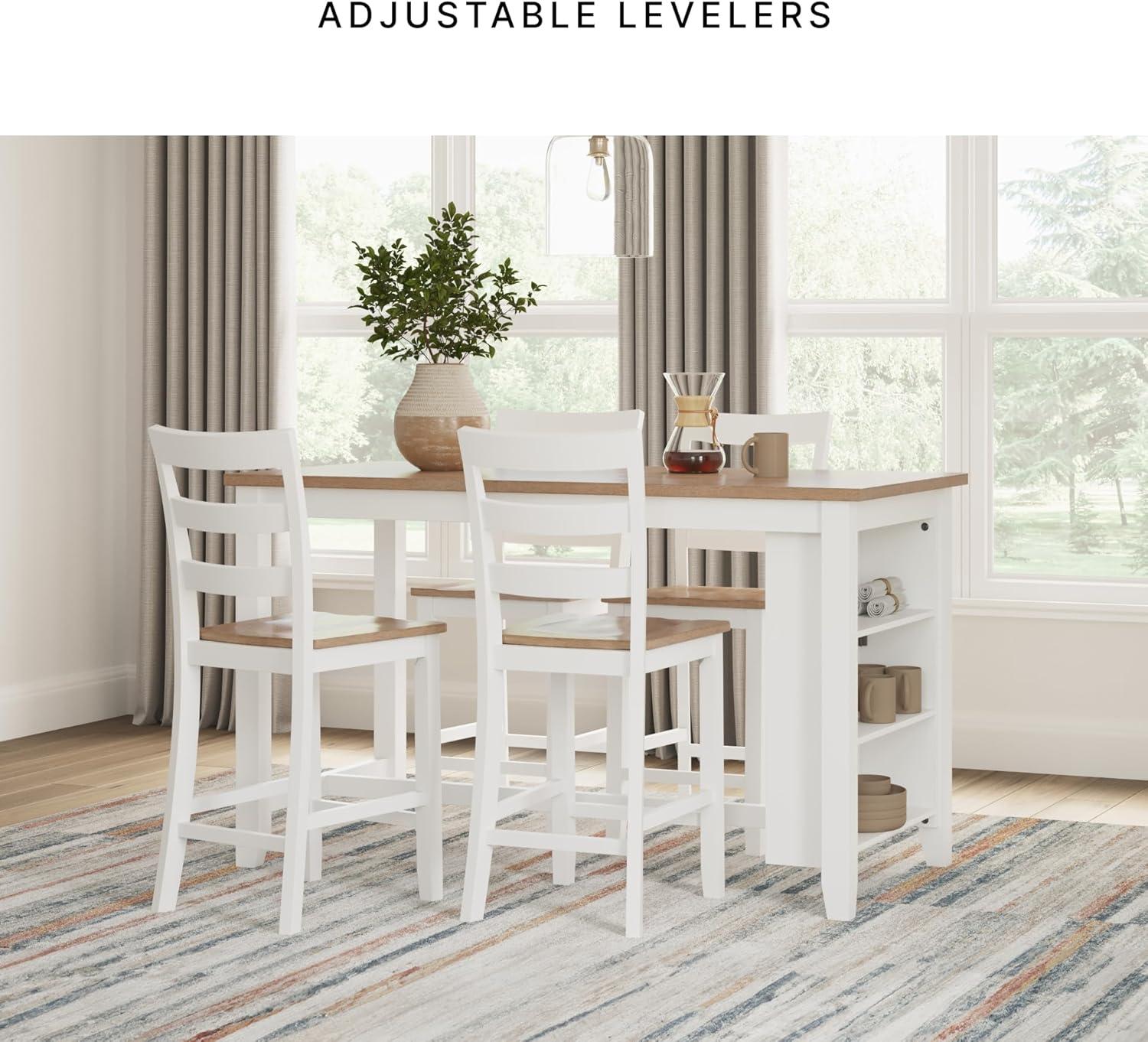 imageSignature Design by Ashley Coviar 5 Piece Counter Height Dining Set Includes Table ampamp 4 Barstools BrownWhite