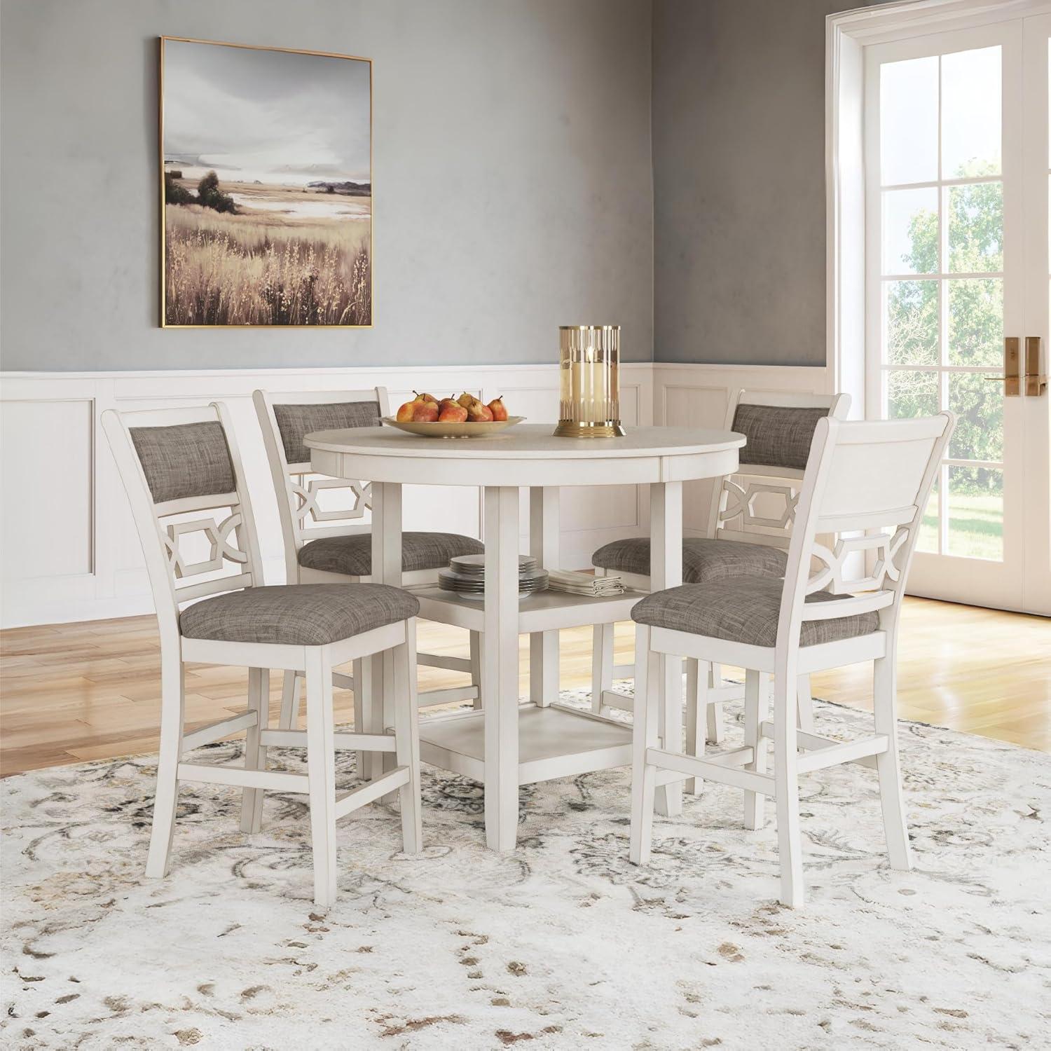 imageSignature Design by Ashley Coviar 5 Piece Counter Height Dining Set Includes Table ampamp 4 Barstools BrownWhite