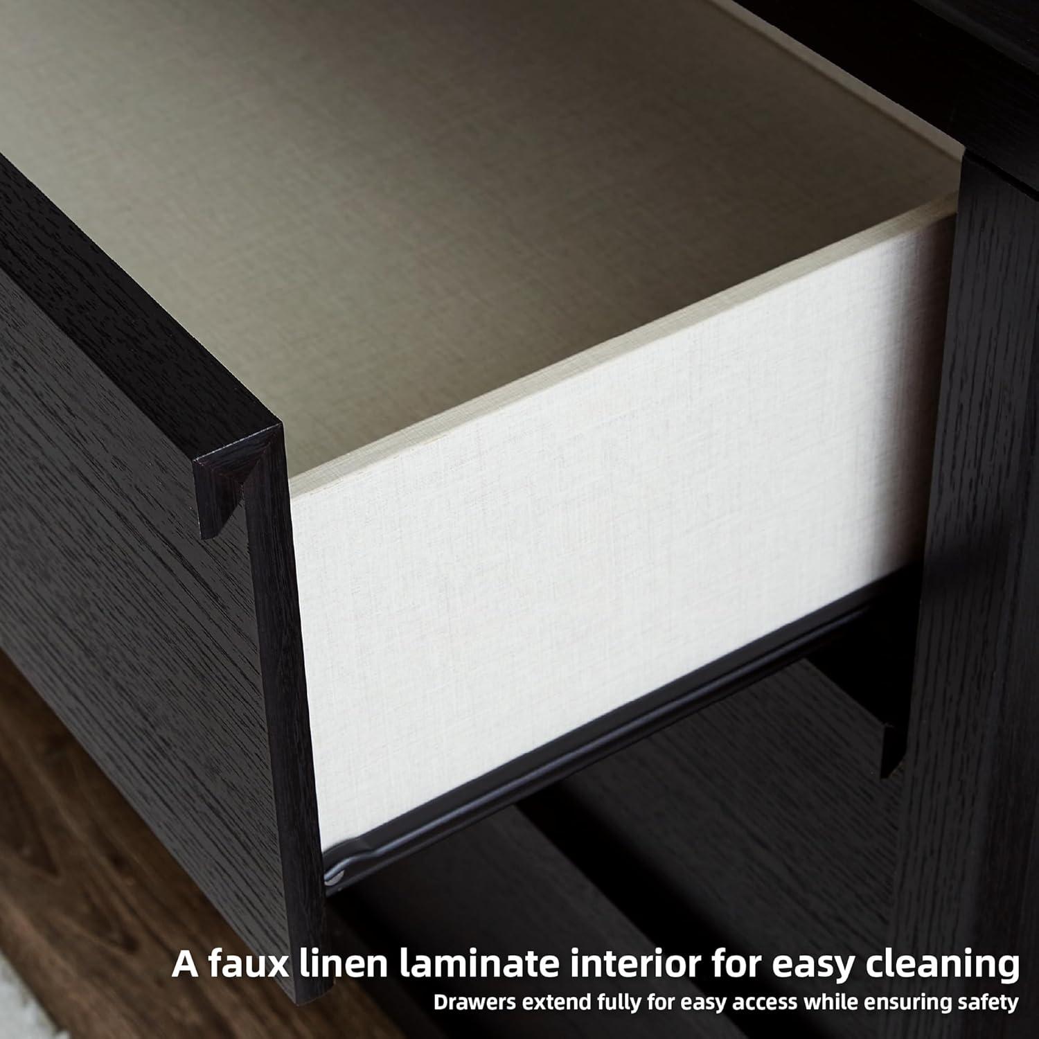 imageSignature Design by Ashley Danziar Modern 2 Drawer Nightstand with Wireless Charging and USB Ports 2437quot Tall Black