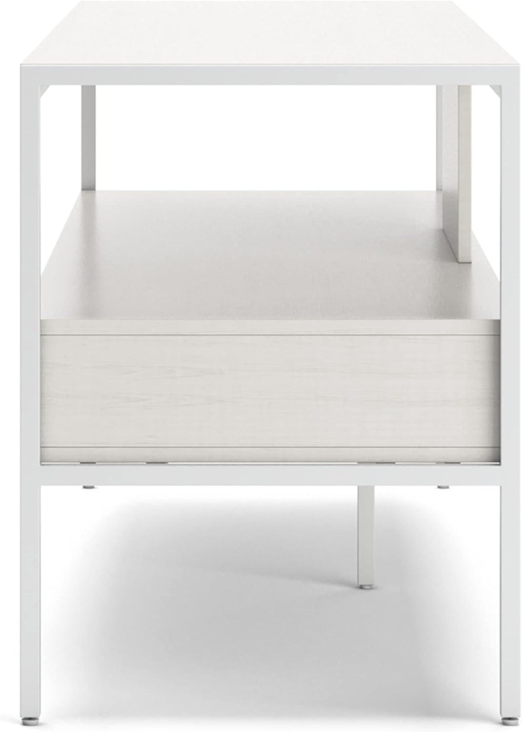 imageSignature Design by Ashley Deznee Modern Large TV Stand for TVs up to 69quot with 1 Shelf and 2 Drawers White