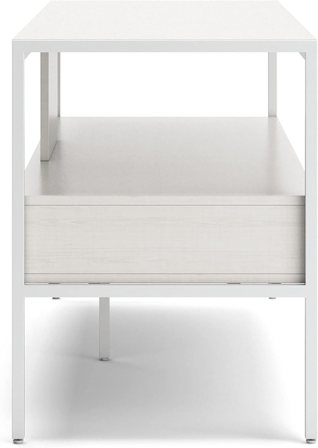 imageSignature Design by Ashley Deznee Modern Large TV Stand for TVs up to 69quot with 1 Shelf and 2 Drawers White