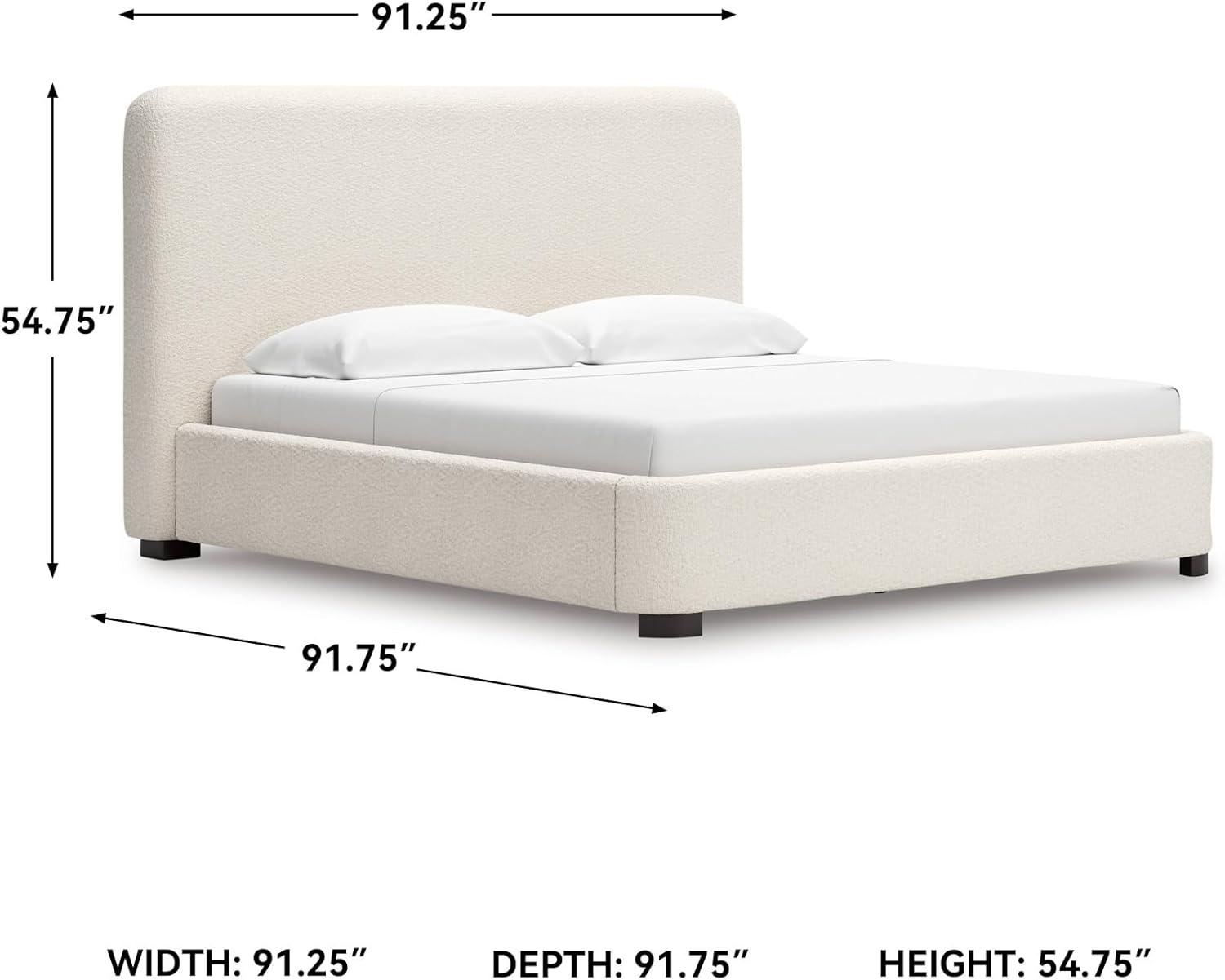 imageSignature Design by Ashley Dolante Modern Farmhouse ButtonTufted Upholstered Platform Bed King BeigeBeige