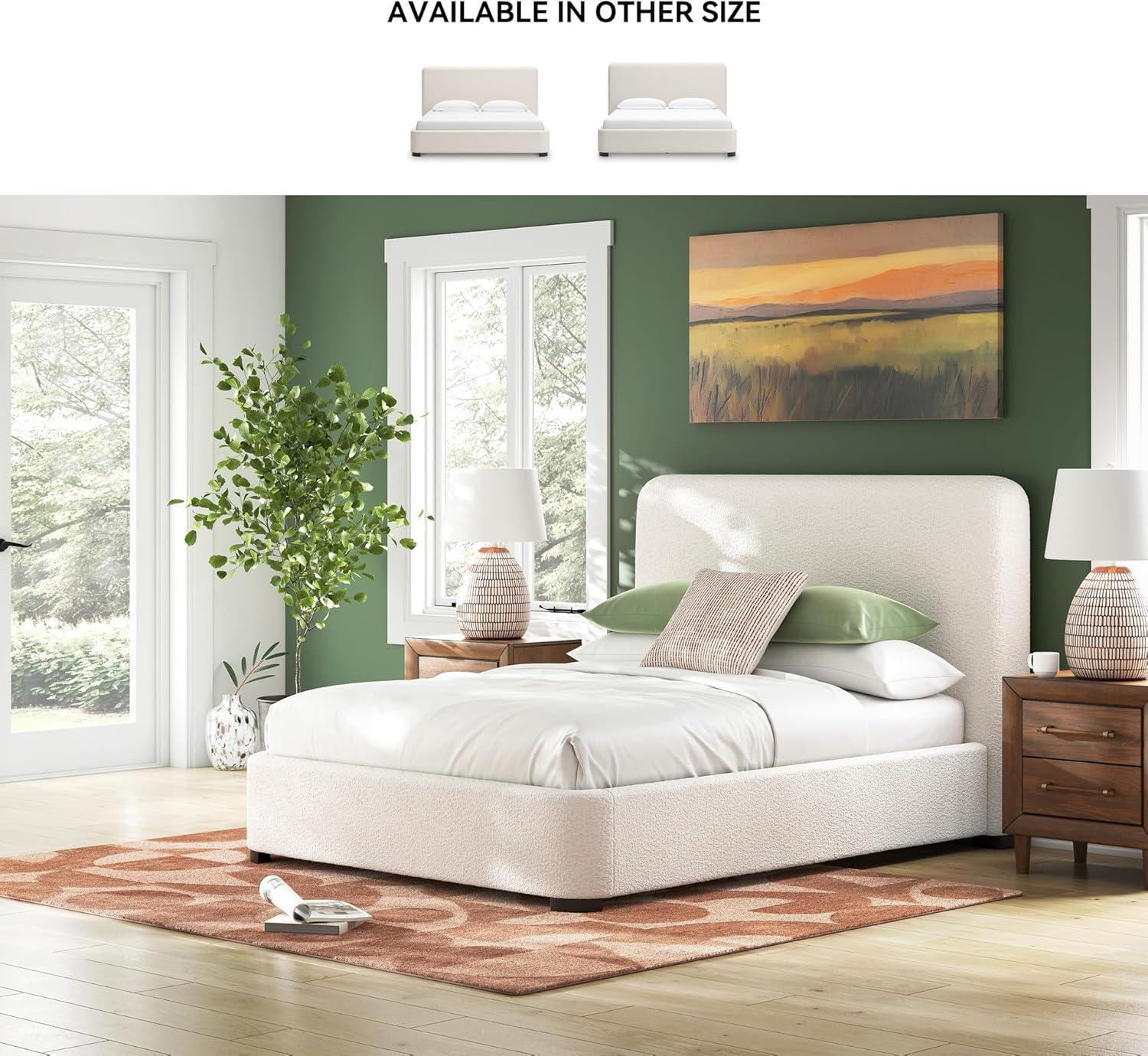 imageSignature Design by Ashley Dolante Modern Farmhouse ButtonTufted Upholstered Platform Bed King BeigeBeige