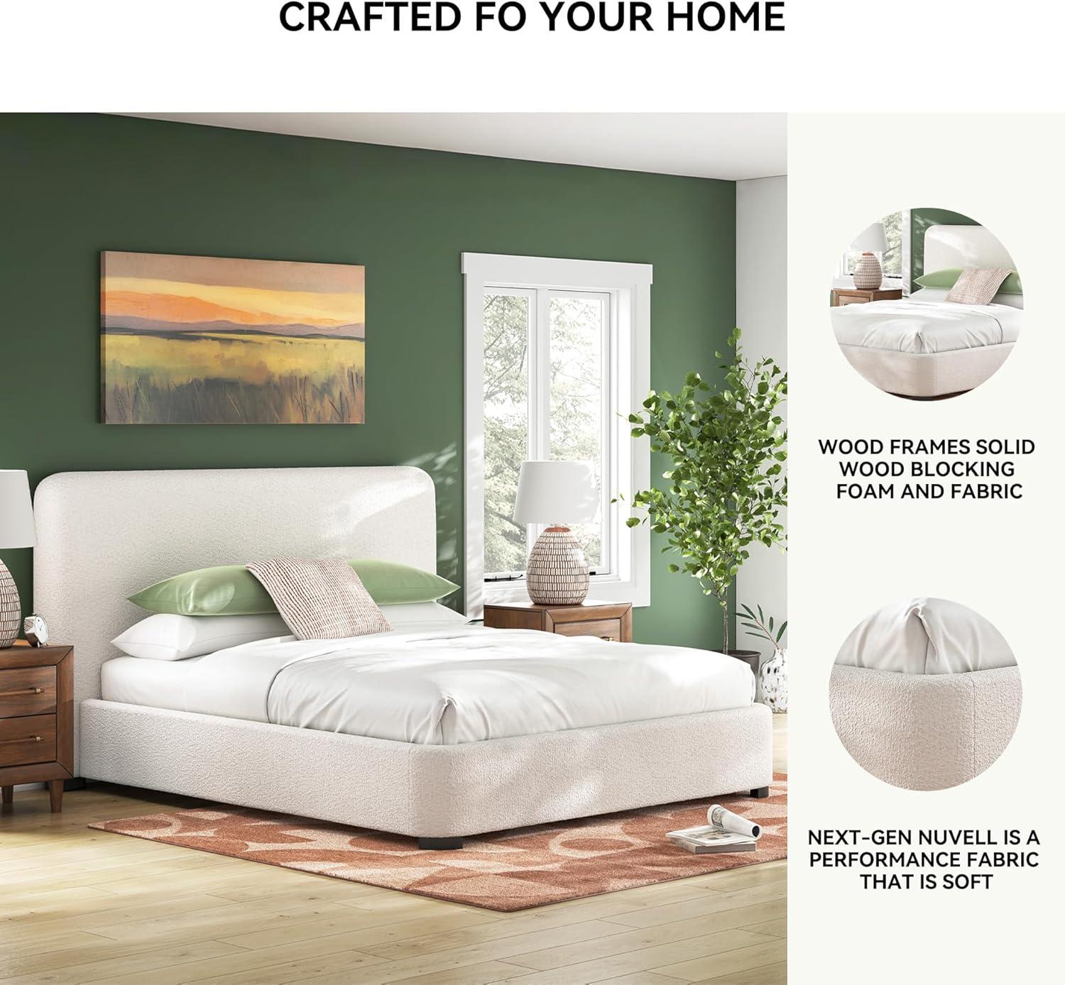 imageSignature Design by Ashley Dolante Modern Farmhouse ButtonTufted Upholstered Platform Bed King BeigeBeige