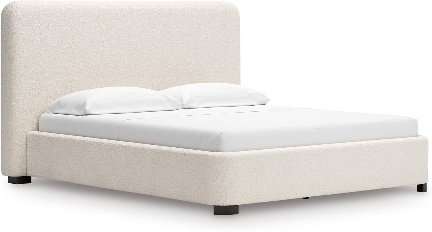imageSignature Design by Ashley Dolante Modern Farmhouse ButtonTufted Upholstered Platform Bed King BeigeBeige