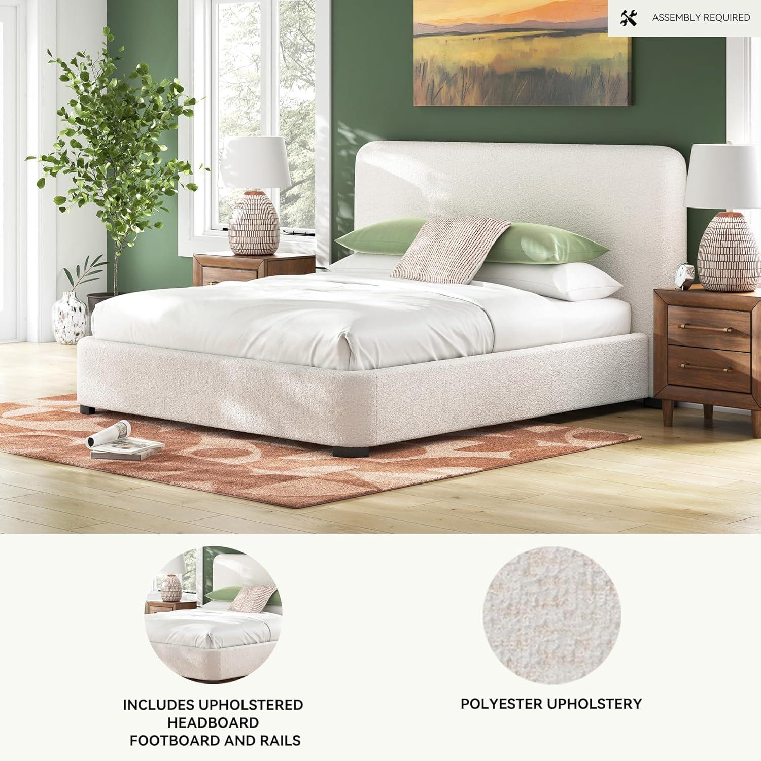 imageSignature Design by Ashley Dolante Modern Farmhouse ButtonTufted Upholstered Platform Bed King BeigeBeige