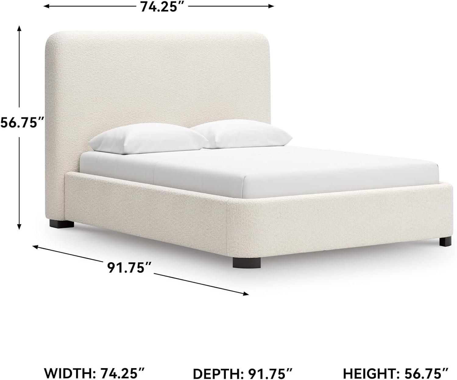 imageSignature Design by Ashley Dolante Modern Farmhouse ButtonTufted Upholstered Platform Bed King BeigeBeige