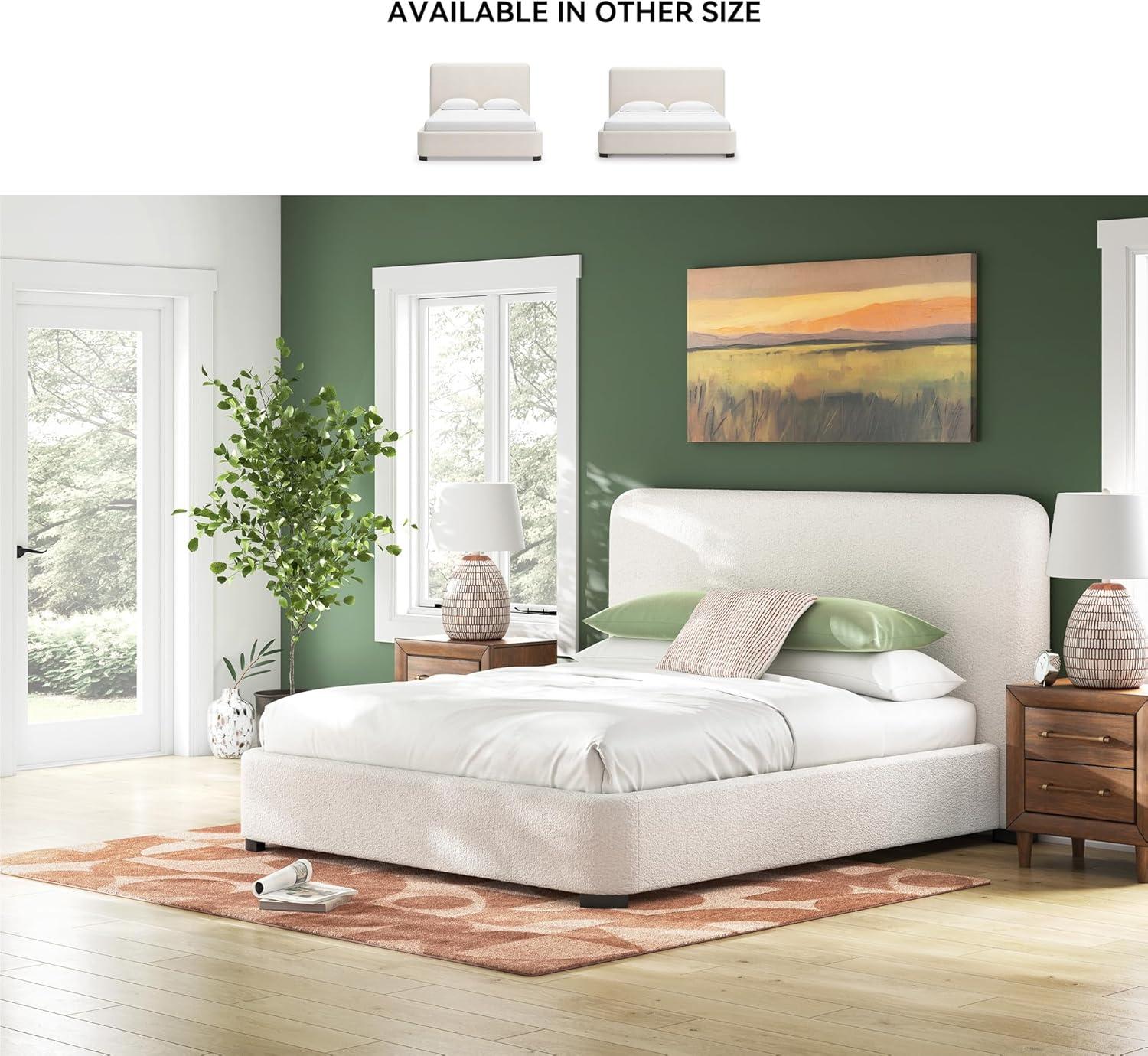 imageSignature Design by Ashley Dolante Modern Farmhouse ButtonTufted Upholstered Platform Bed King BeigeBeige