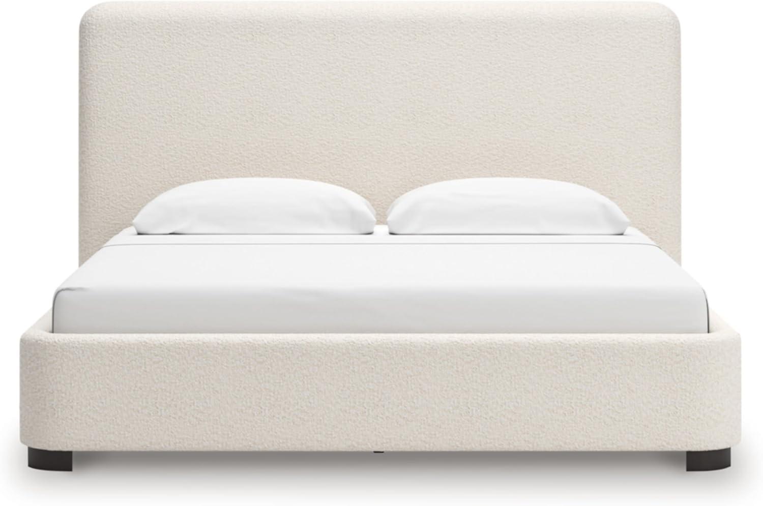 imageSignature Design by Ashley Dolante Modern Farmhouse ButtonTufted Upholstered Platform Bed King BeigeBeige