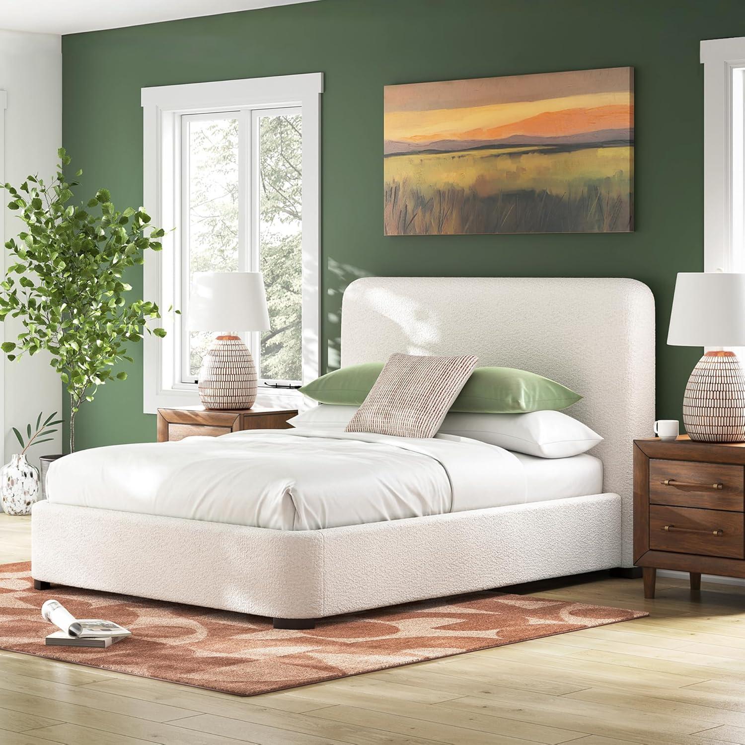 imageSignature Design by Ashley Dolante Modern Farmhouse ButtonTufted Upholstered Platform Bed King BeigeBeige