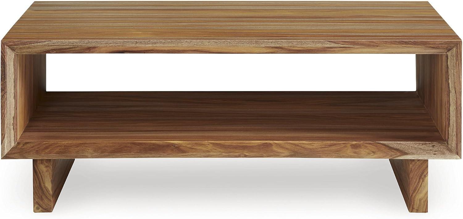 imageSignature Design by Ashley Dressonni Rustic Coffee Table with 1 Open Lower Shelf Light Brown