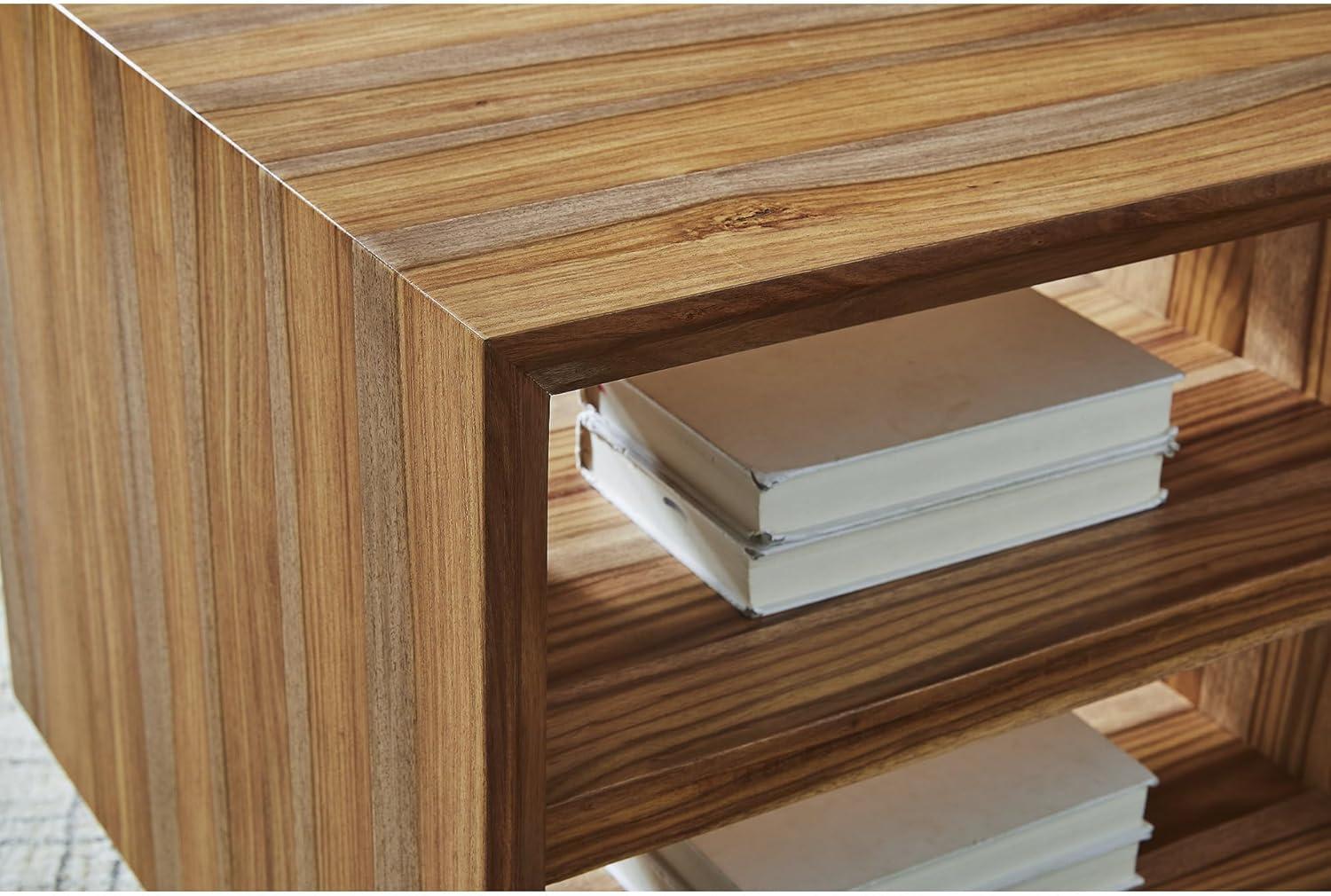 imageSignature Design by Ashley Dressonni Rustic End Table with 2 Open Shelves Light Brown