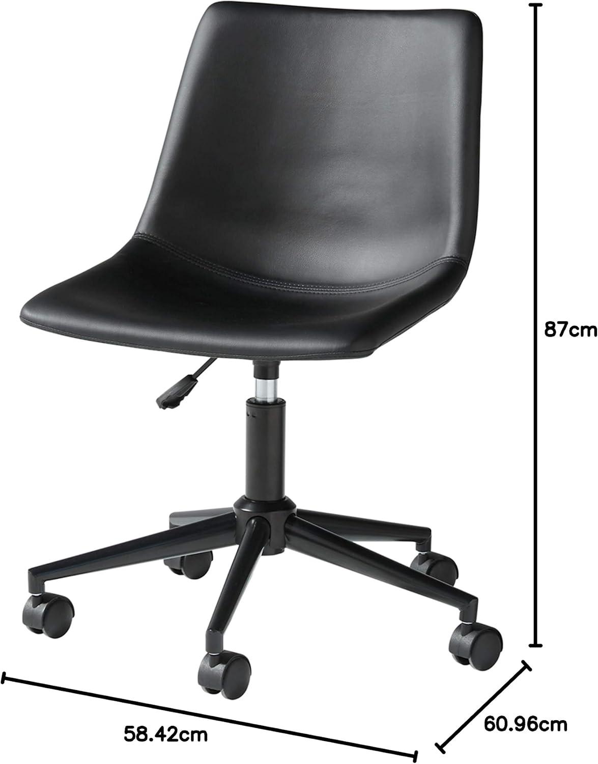 imageSignature Design by Ashley Faux Leather Adjustable Swivel Bucket Seat Home Office Desk Chair BrownBlack