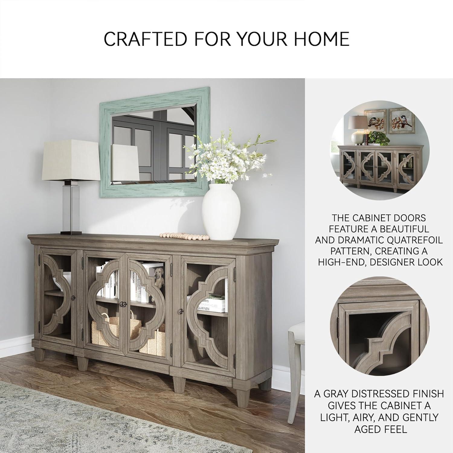 imageSignature Design by Ashley Fossil Ridge Rustic Accent Cabinet or Server Dark Brown4Door Accent Cabinet