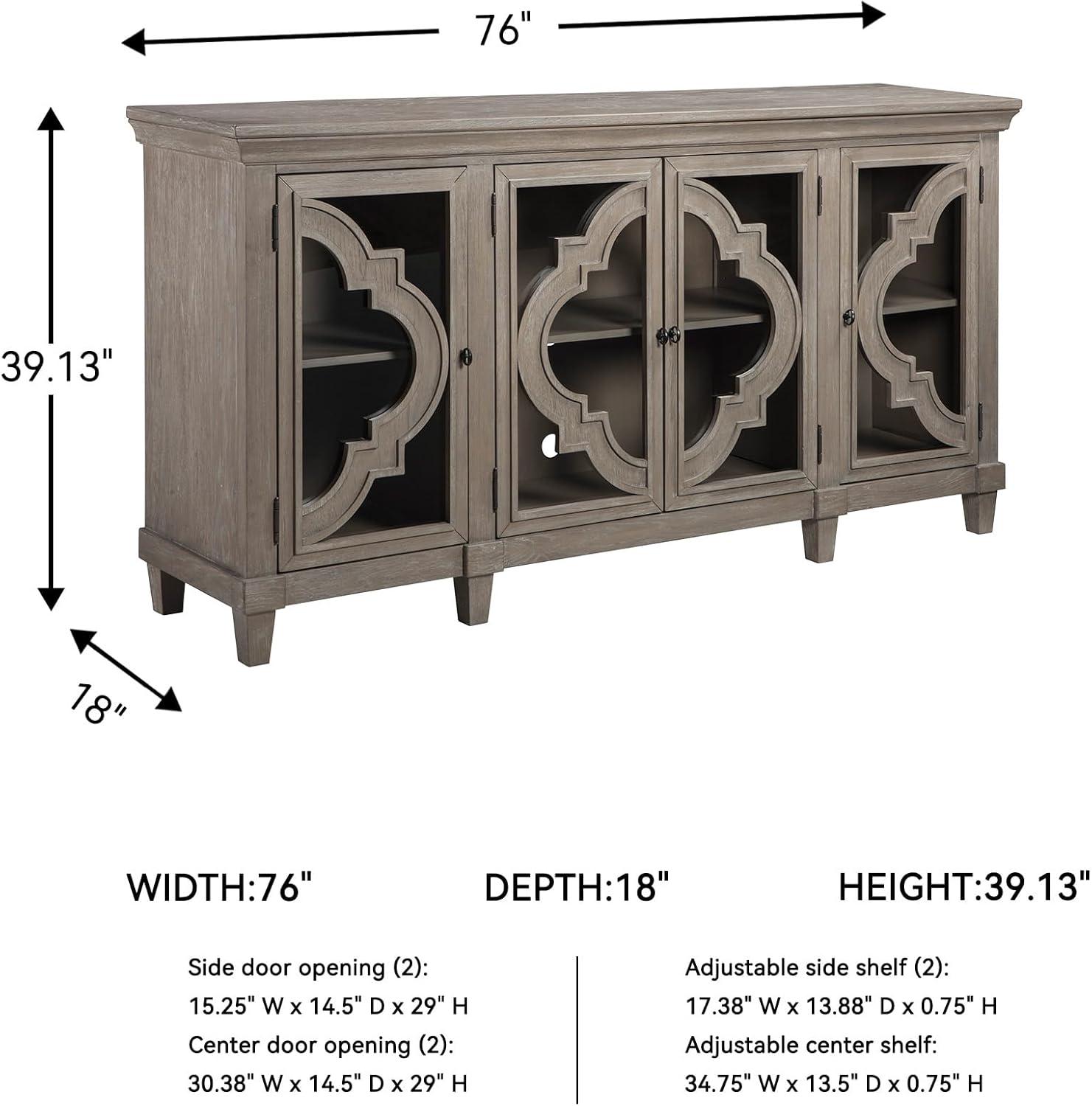 imageSignature Design by Ashley Fossil Ridge Rustic Accent Cabinet or Server Dark Brown4Door Accent Cabinet