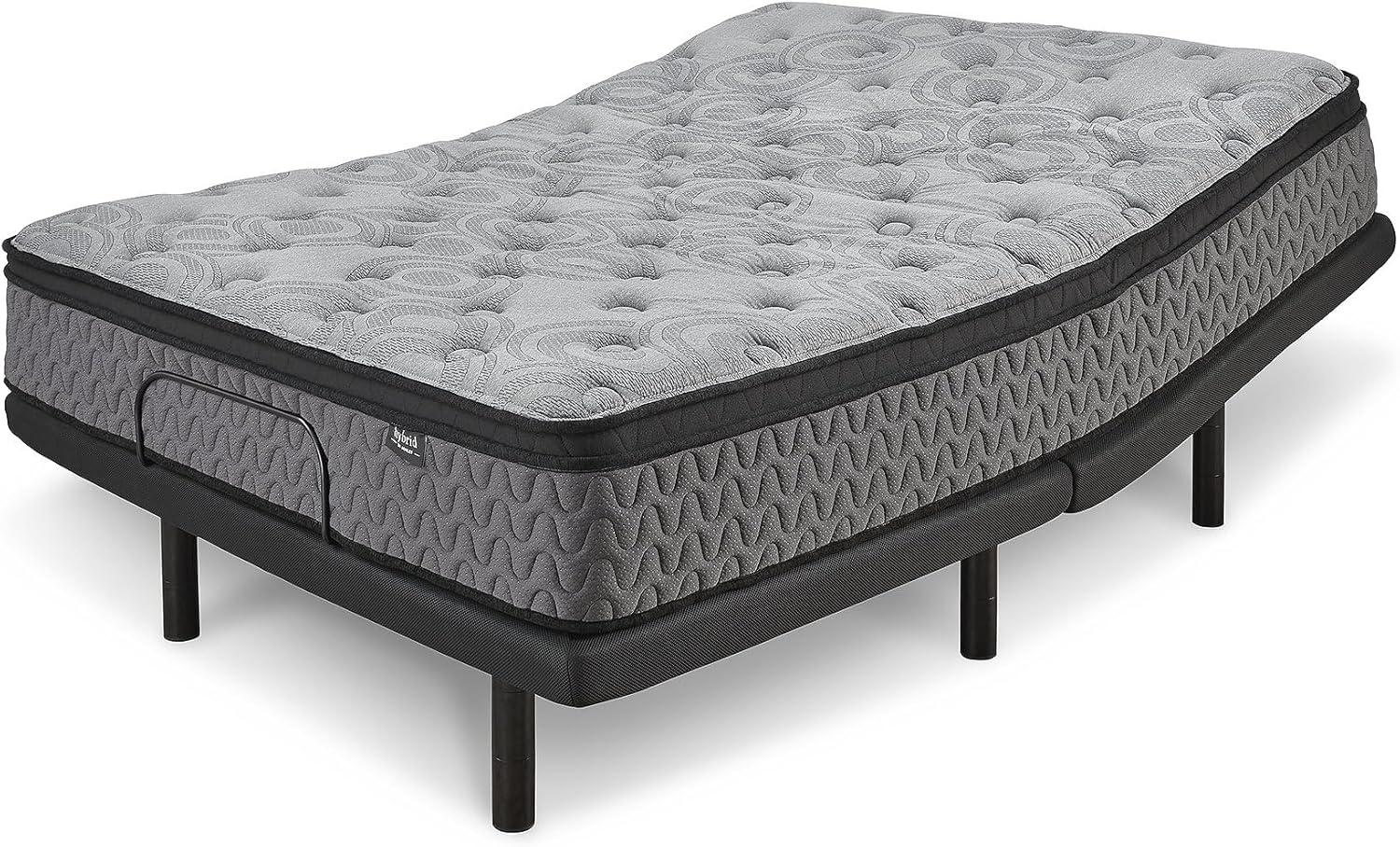 imageSignature Design by Ashley Full Size Augusta2 Mattress 12 Inch Euro Pillow Top Hybrid Mattress with Lumbar Support Gel Memory Foam Fiberglass Free Mattress In A BoxQueen