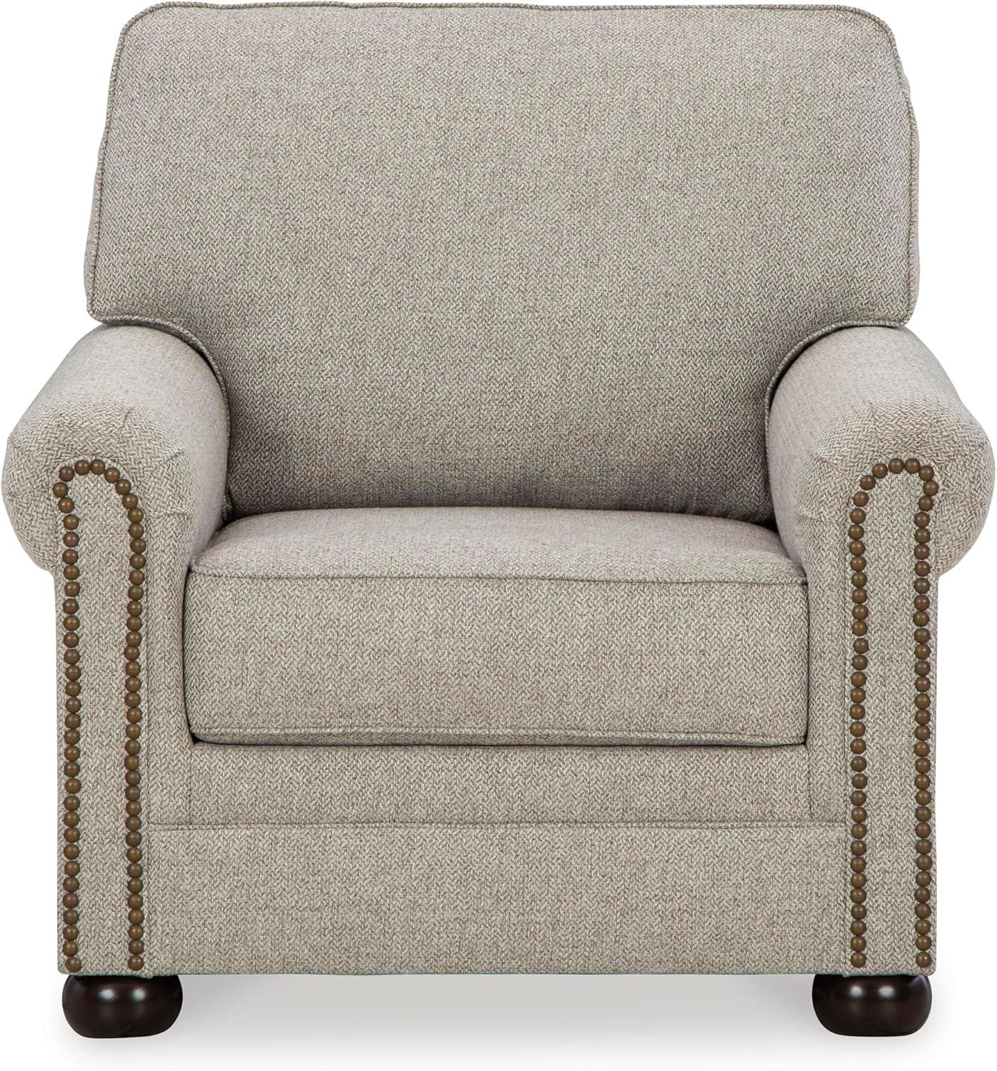 imageSignature Design by Ashley Gaelon Transitional 2in1 Sofa Sleeper with Folding Gel Memory Foam Mattress Nailheads and 2 Accent Pillows Queen BeigeChair